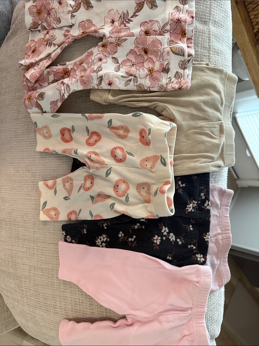 Baby Girls Floral & Peach Print Pants Set - Multi Color